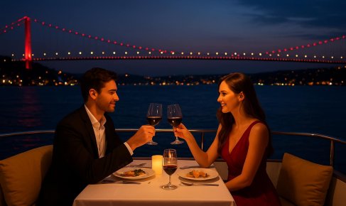 Yatla Boğaz’da Romantik Akşam Yemeği